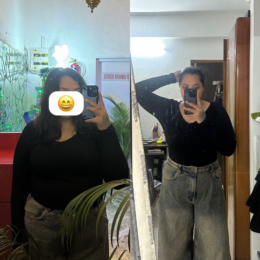 DSF female client weight loss transformation - before and after