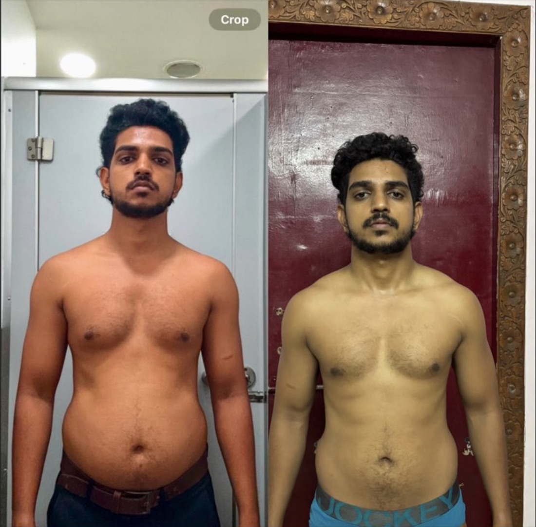 DSF client lean-out transformation - fat lost while keeping muscle, before and after